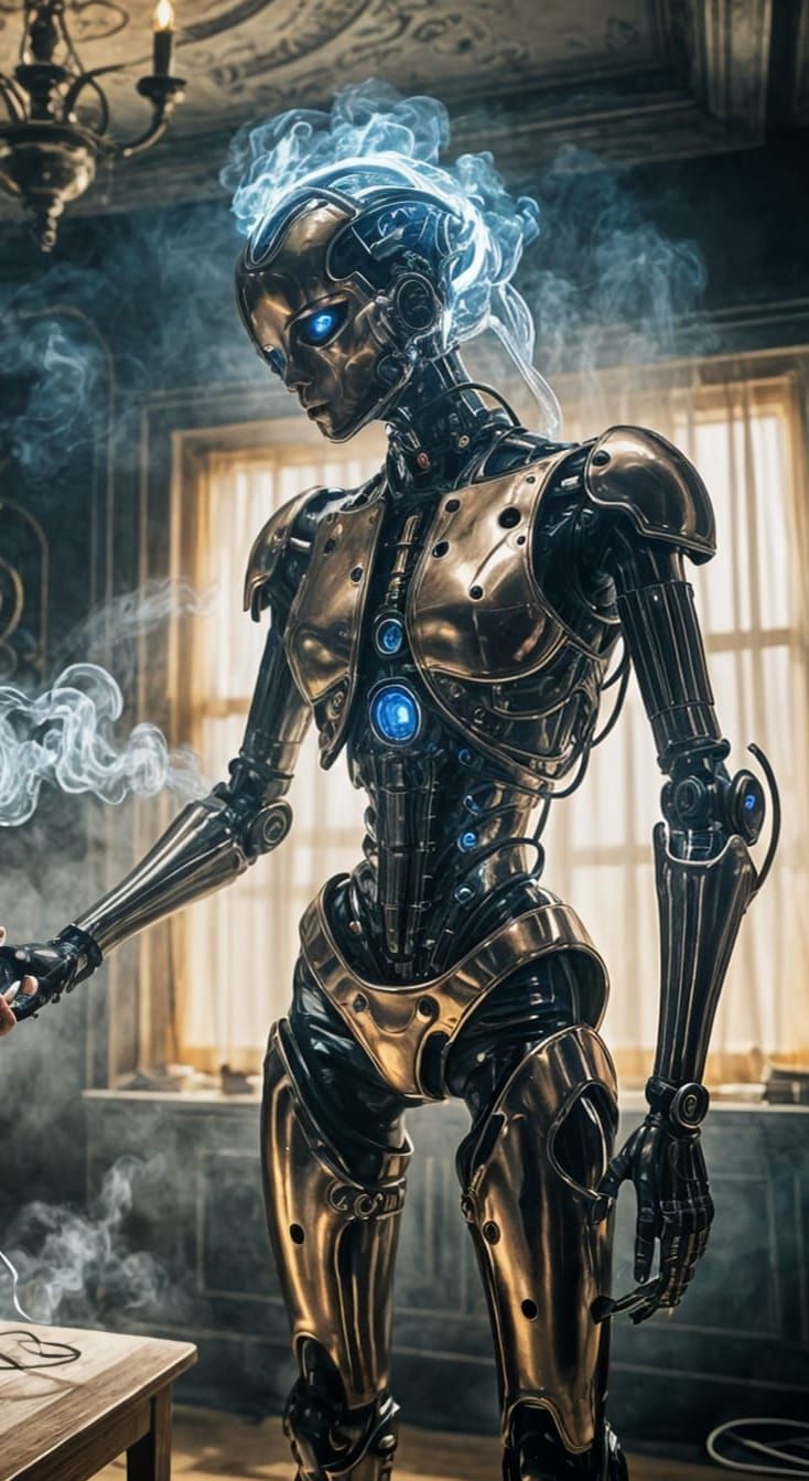 Android Playing with Human Doll