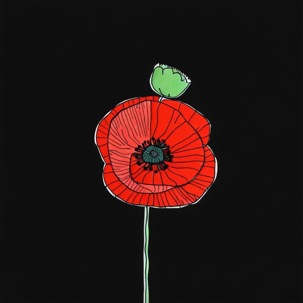 Art Brut Doodle Poppy for Remembrance Day