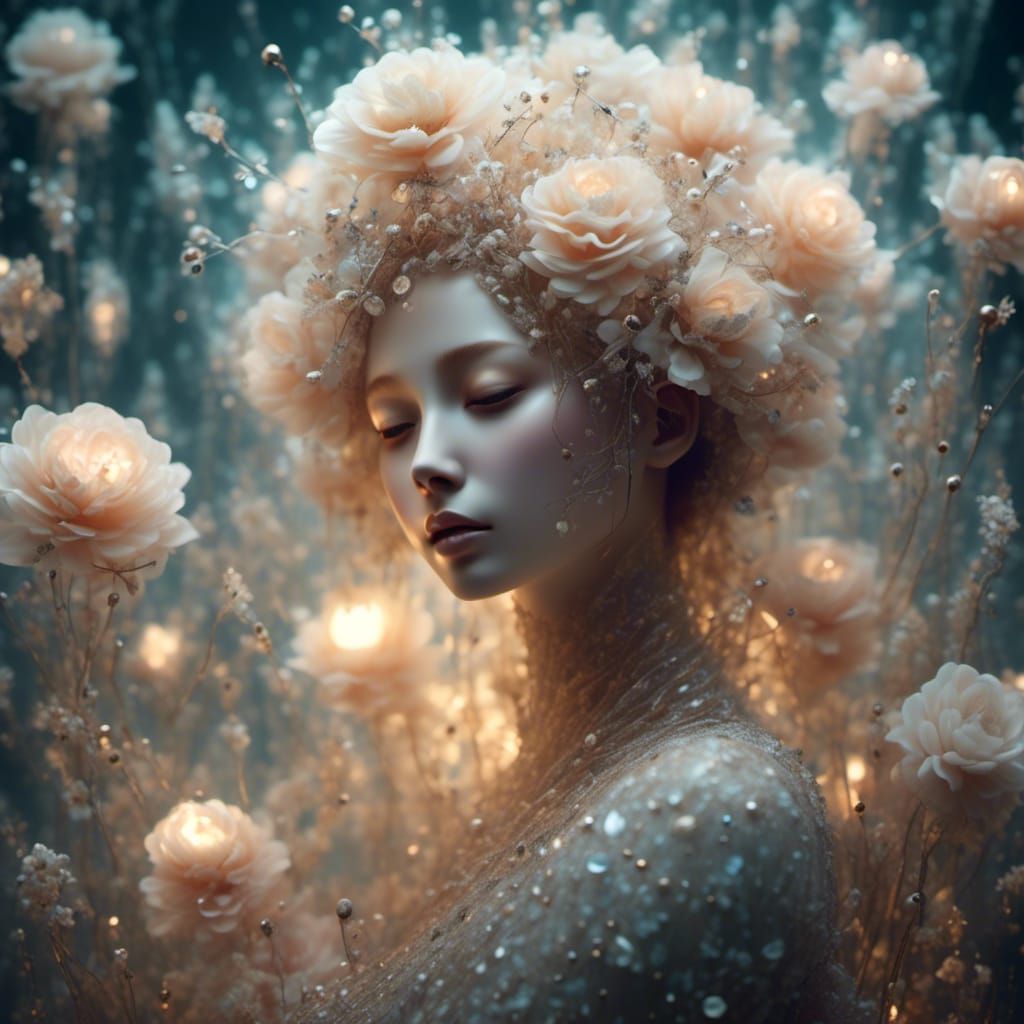 Ethereal Flower Portrait in Surreal Style