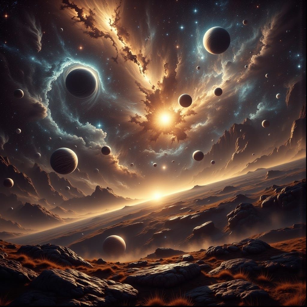 Epic Celestial Landscape in Vibrant Colors and Realistic Det...