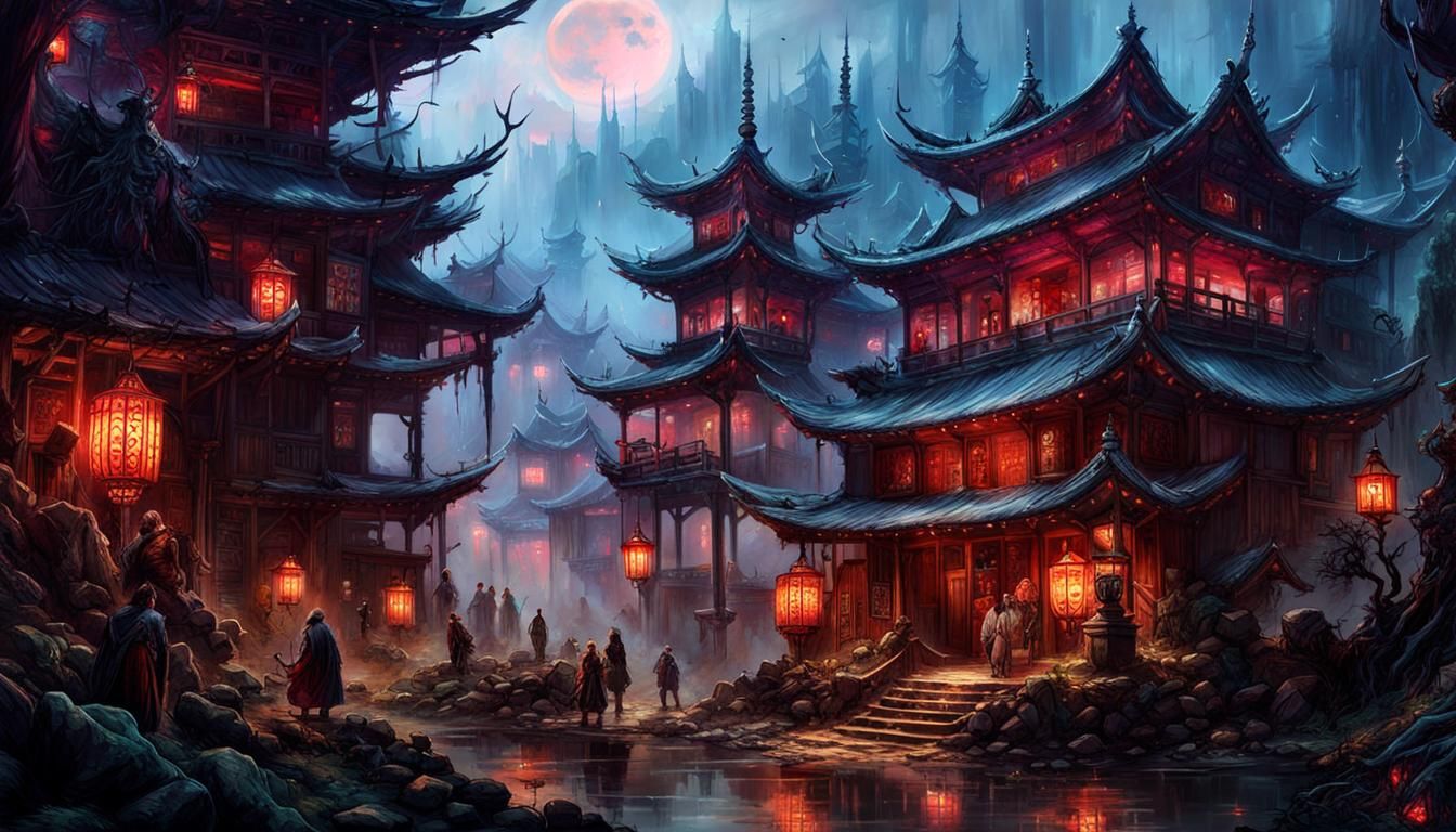 Misty Chinese Haunted Village.