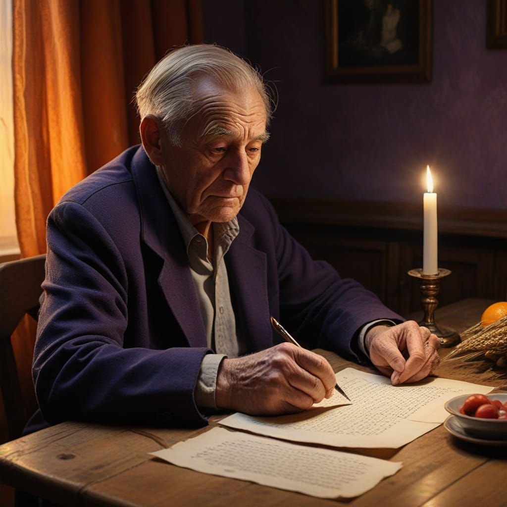 Veteran Reads Love Letter by Candlelight