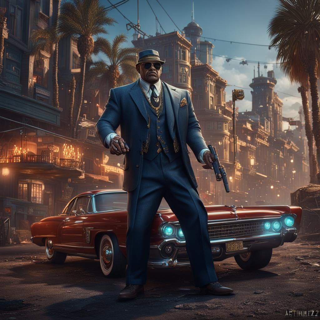 Gangster Character in Detailed Matte Painting