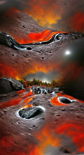 Moon Lava River: Hudson River School Panorama