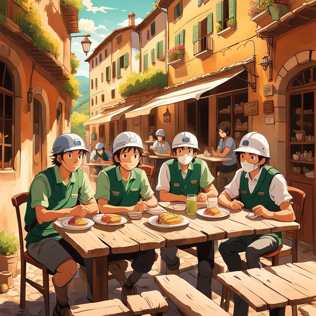 Geologists' Lunch in Studio Ghibli Art Style
