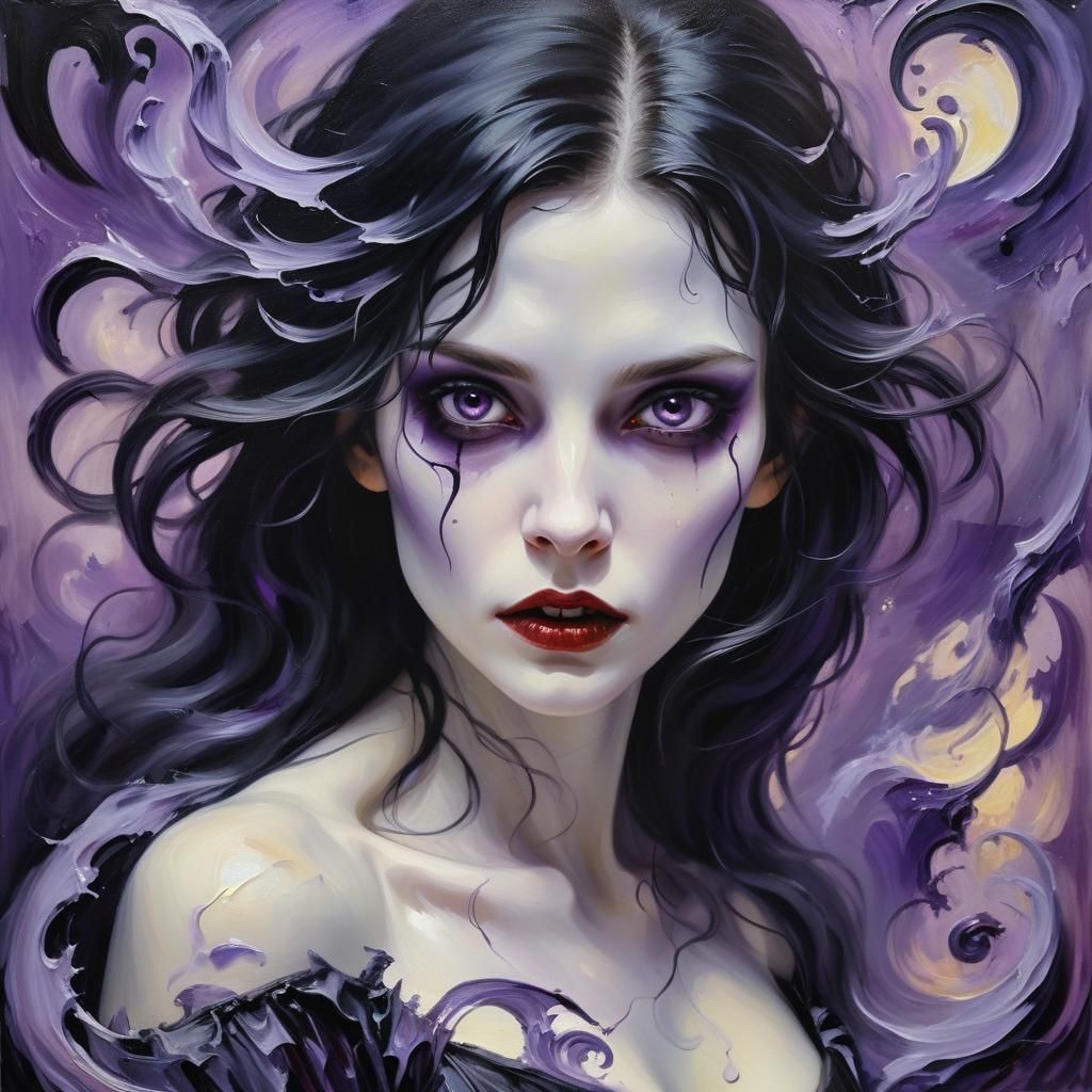 Ethereal Vampire Portrait in Lavender Tones