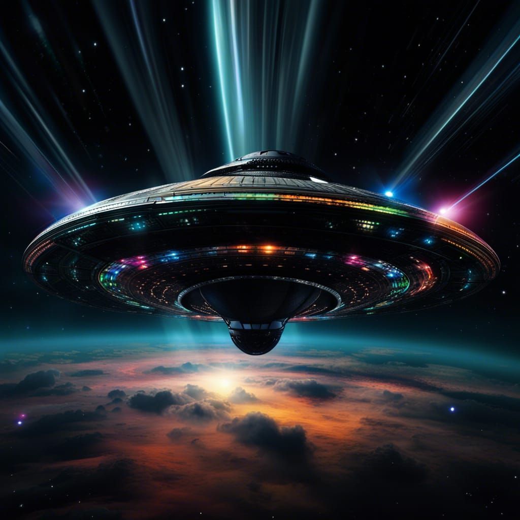 Colorful UFO Warping Spacetime in Fractal Design