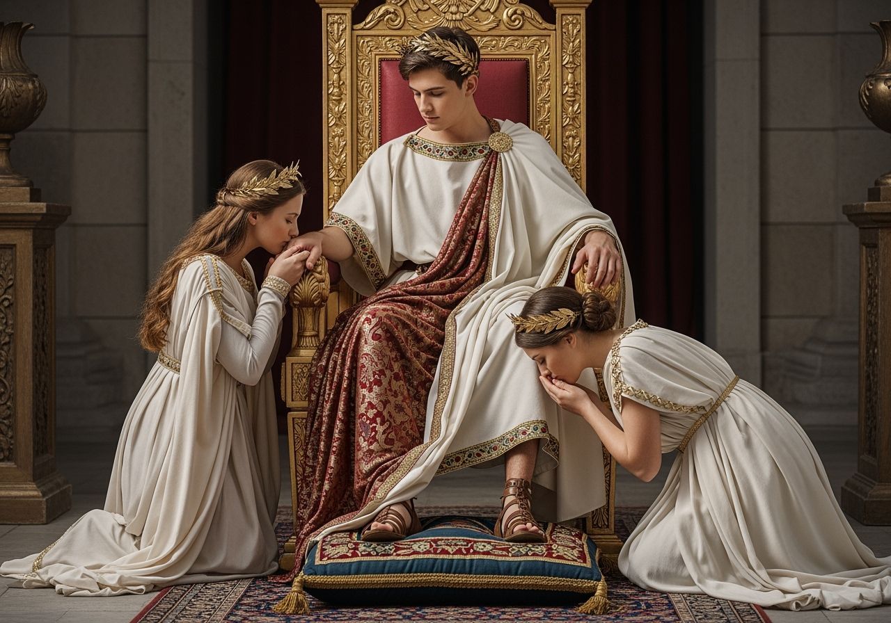 Young Emperor on Gold Throne in Roman Photography Style