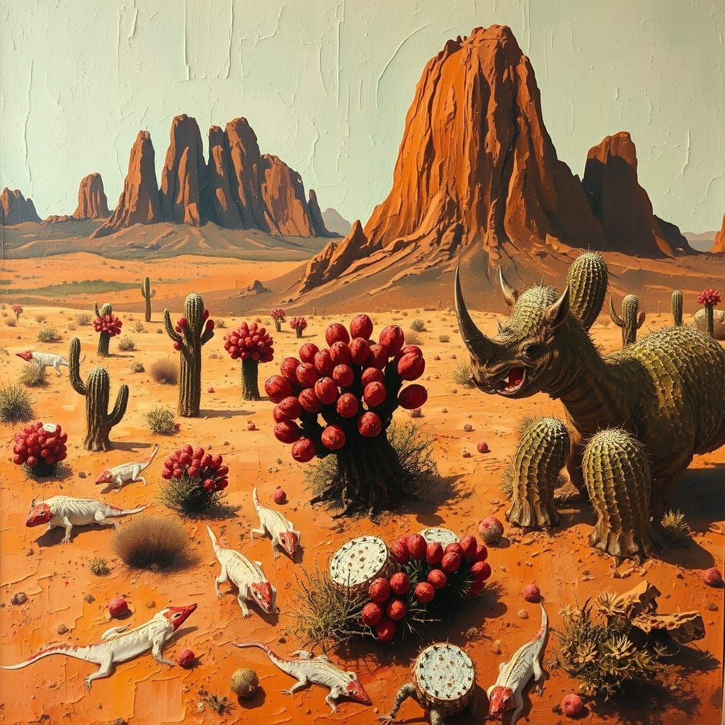 Impasto Alien Landscape with Earthy Tones and Abstracted For...