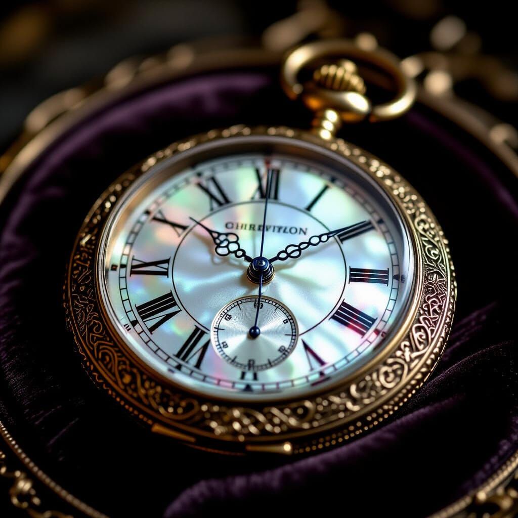 Ornate Antique Pocket Watch on Velvet Cushion