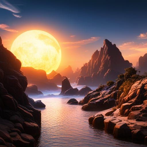 Fantastical Sun in Detailed Matte Painting