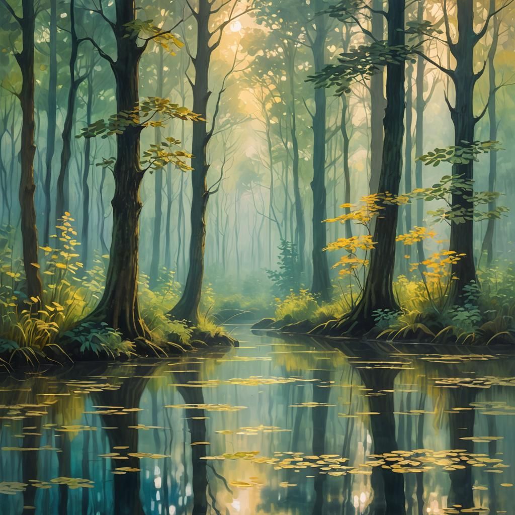 Dreamlike Forest with Glowing Flora in Fauvist Style