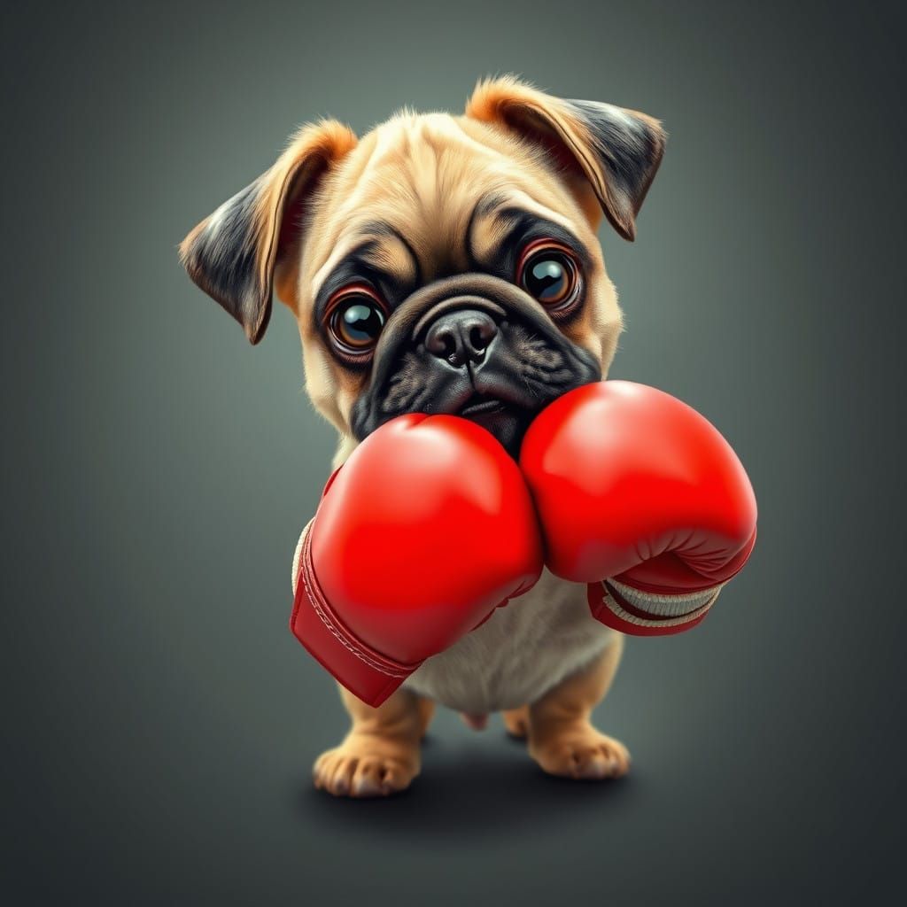 Adorable Boxer Puppy in Boxing Gloves