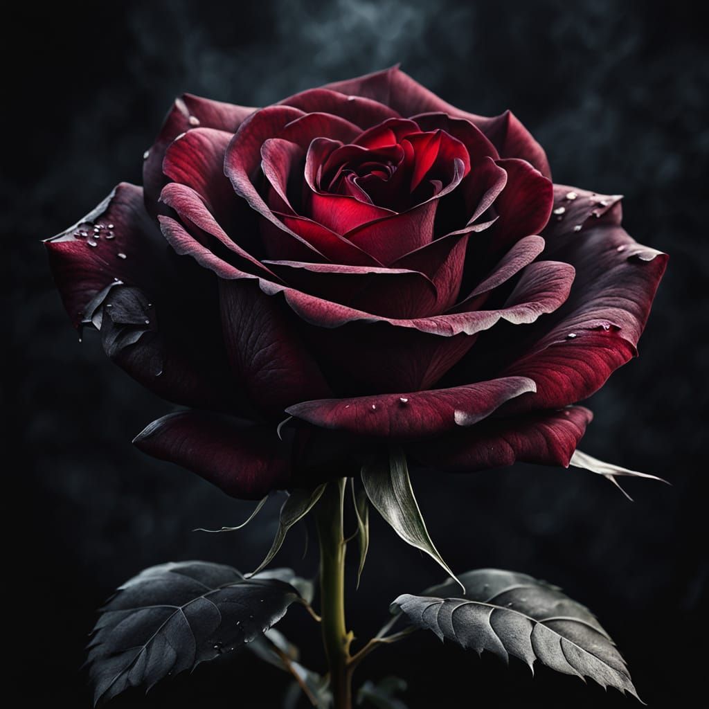 Burgundy Rose in Dark Fantasy Style