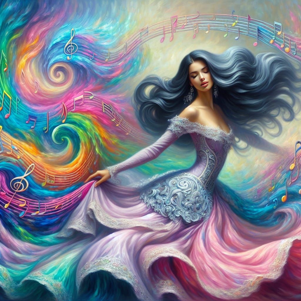 Elegant Hispanic Dancer in Art Nouveau Style