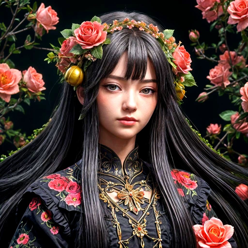 Passion Flowers and Crimson Roses in 3D Anime Style