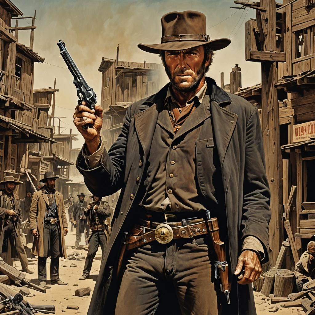 Clint Eastwood in Western Graphic Novel Style