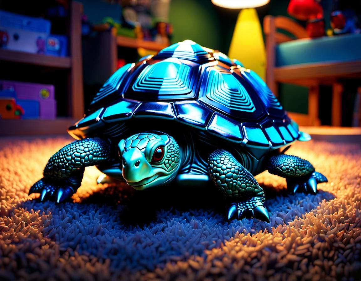 Detailed 3D Render of a Plastic Toy Turtle