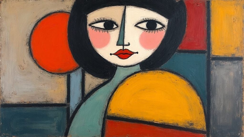 Abstract Woman in Expressionist Oil Painting