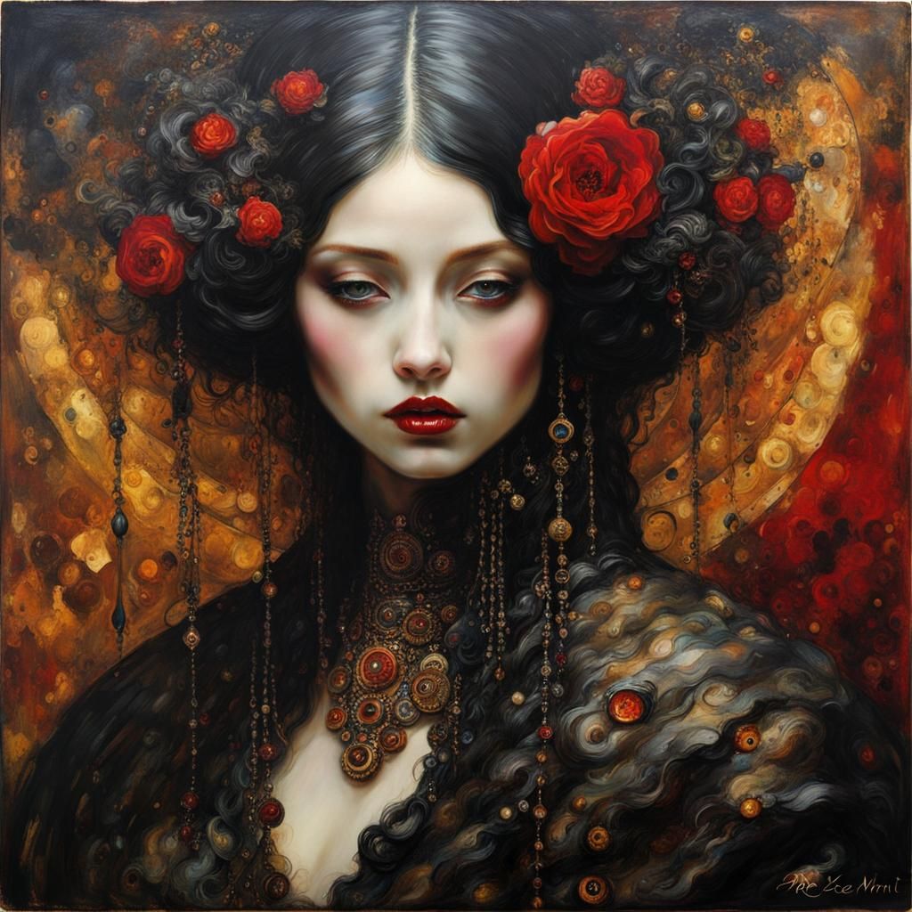 Diabolical Figure in Encaustic Molten Wax Style