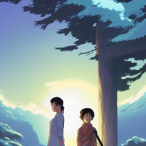 Katana in Studio Ghibli Anime Style