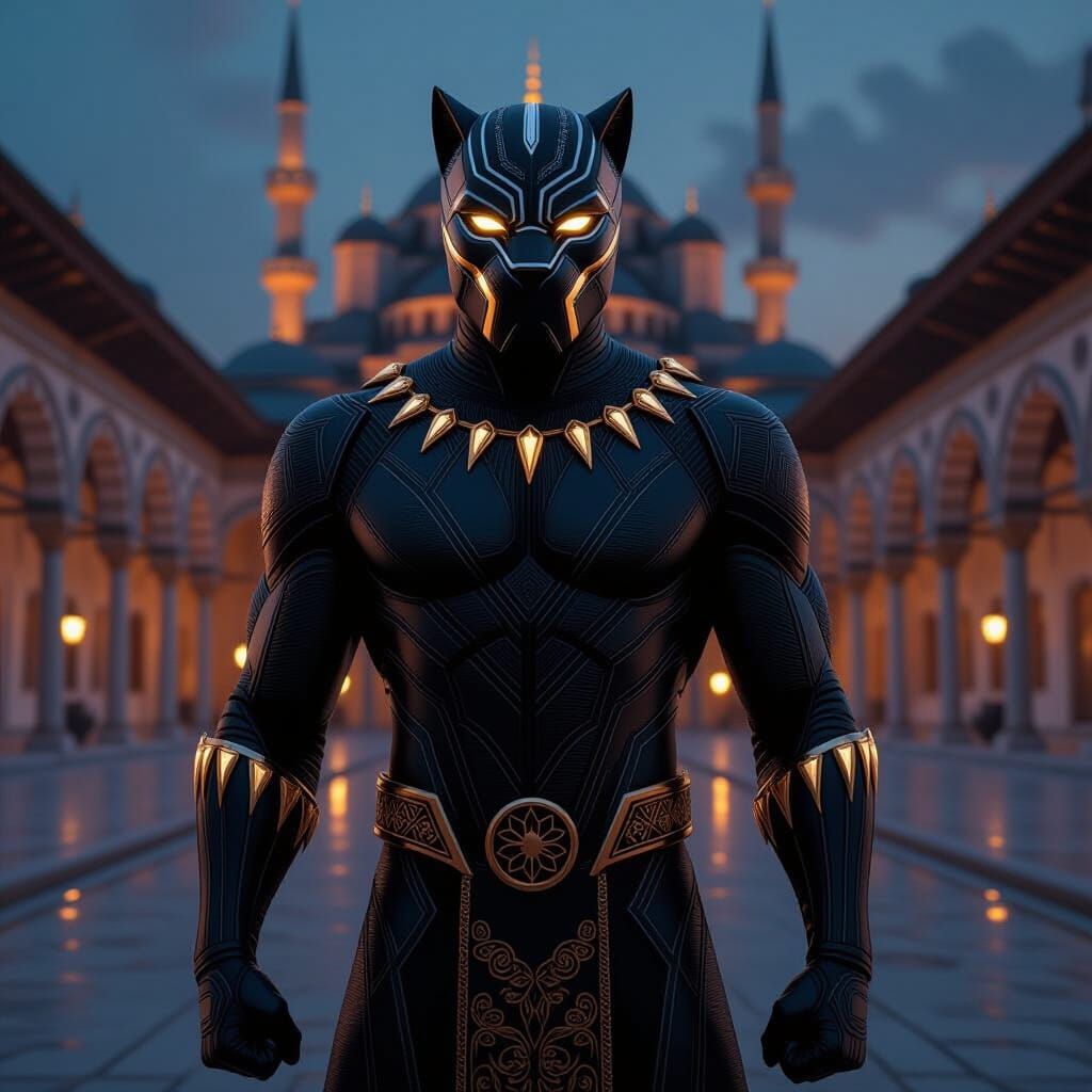Black Panther in Ottoman Style, Digital Painting
