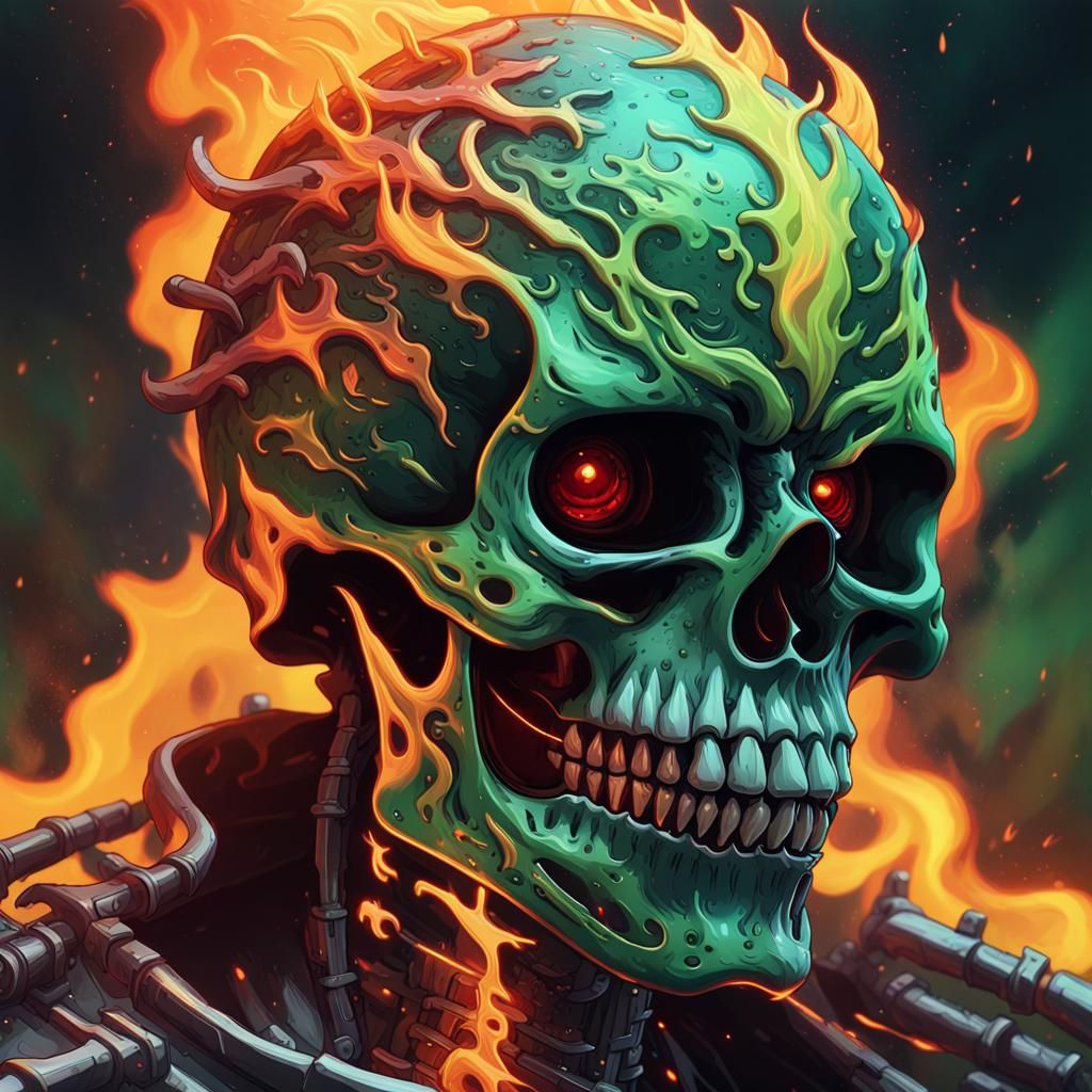 A skull with flames on it. v4