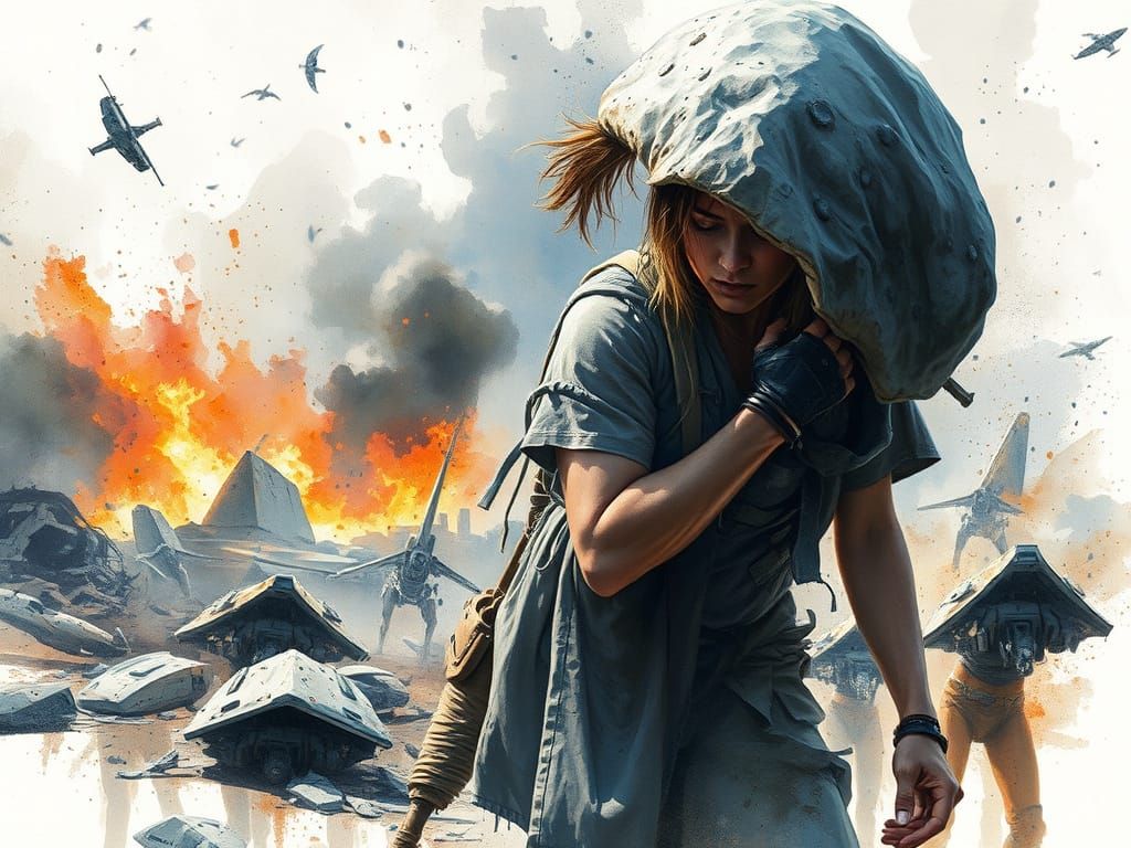 Alien Attack Survivor in Expressive Watercolour