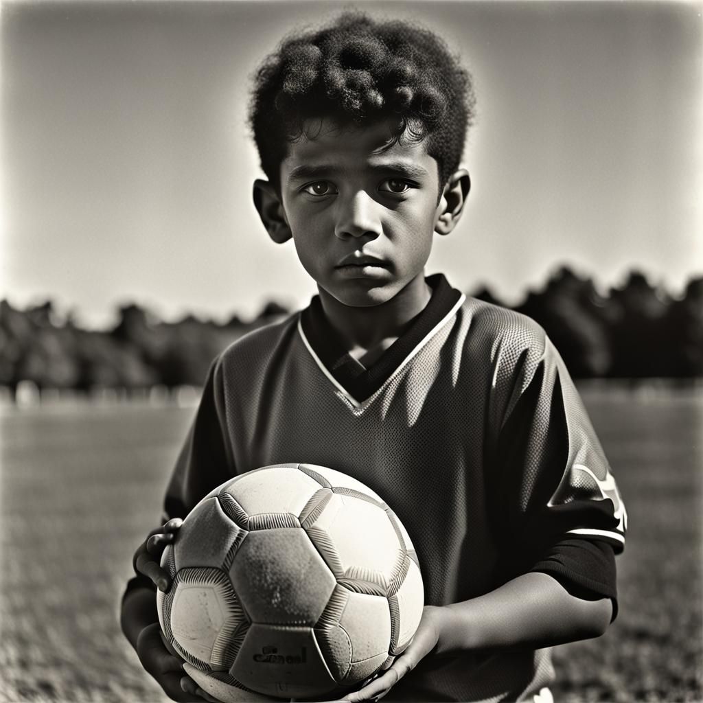Algerian Boy with Football, Professional Photography