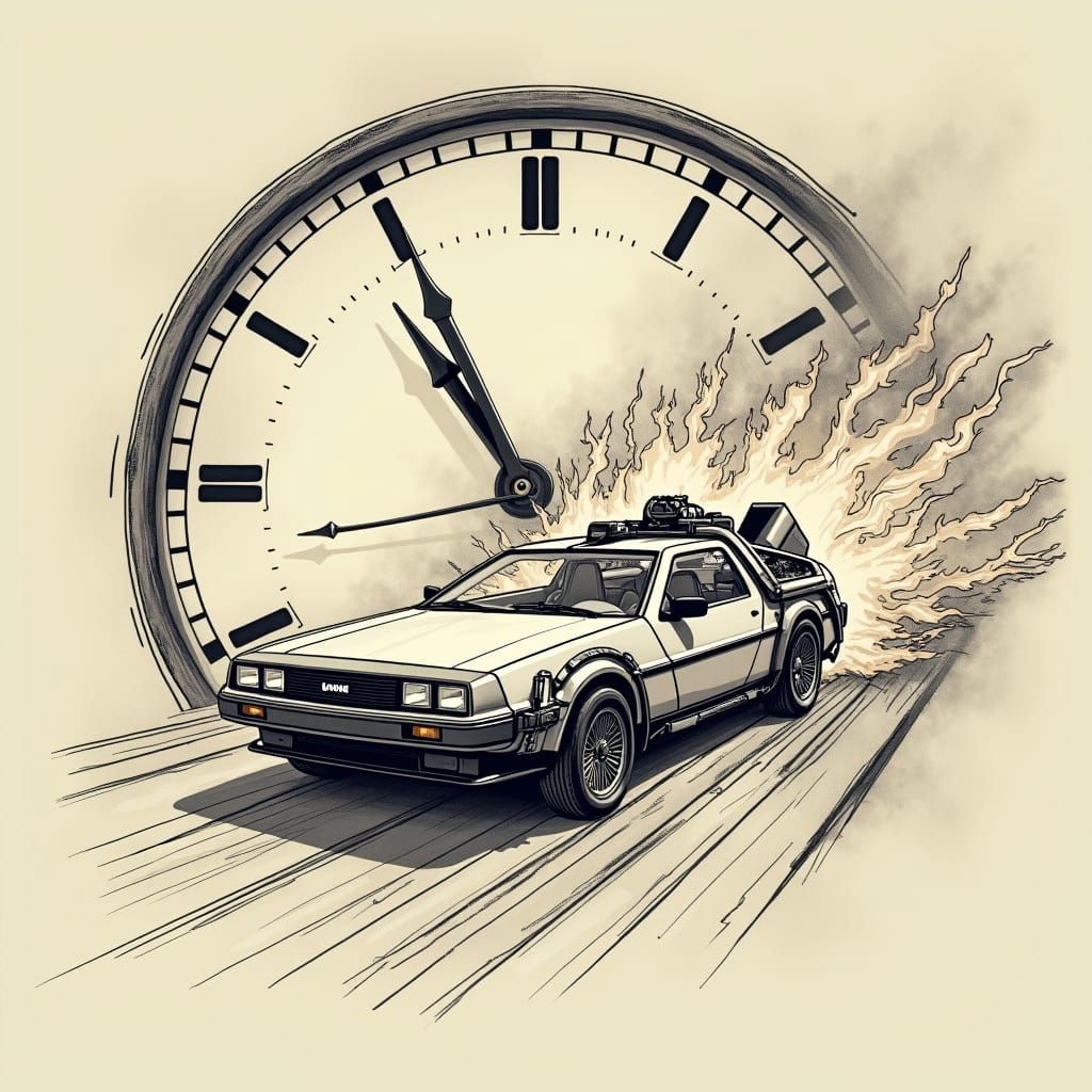 Time Travel DeLorean Emerges from Clockwork Mechanism in Fut...
