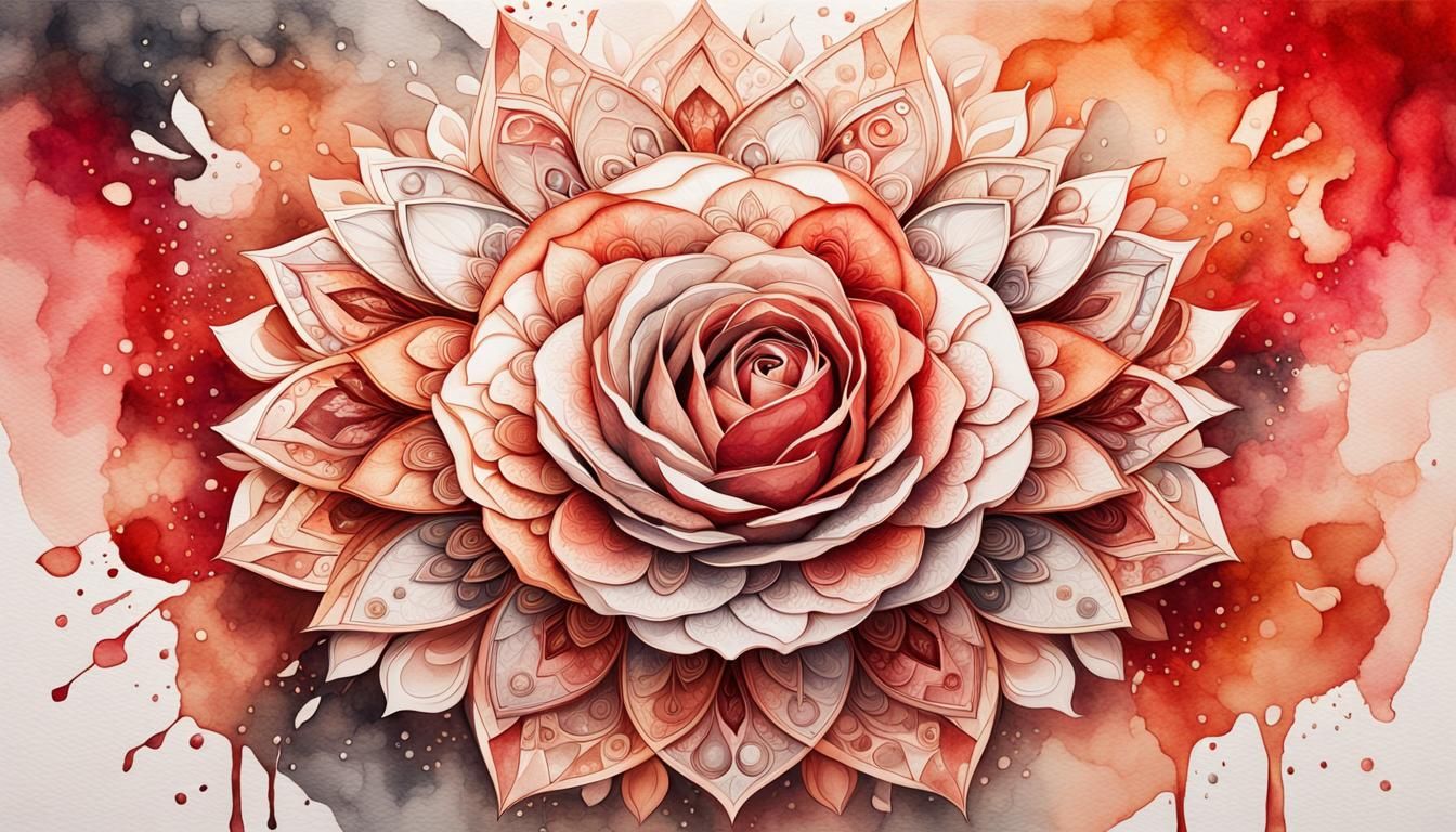 Futuristic Mandala in Rose Gold: Hyperrealistic Splash Art