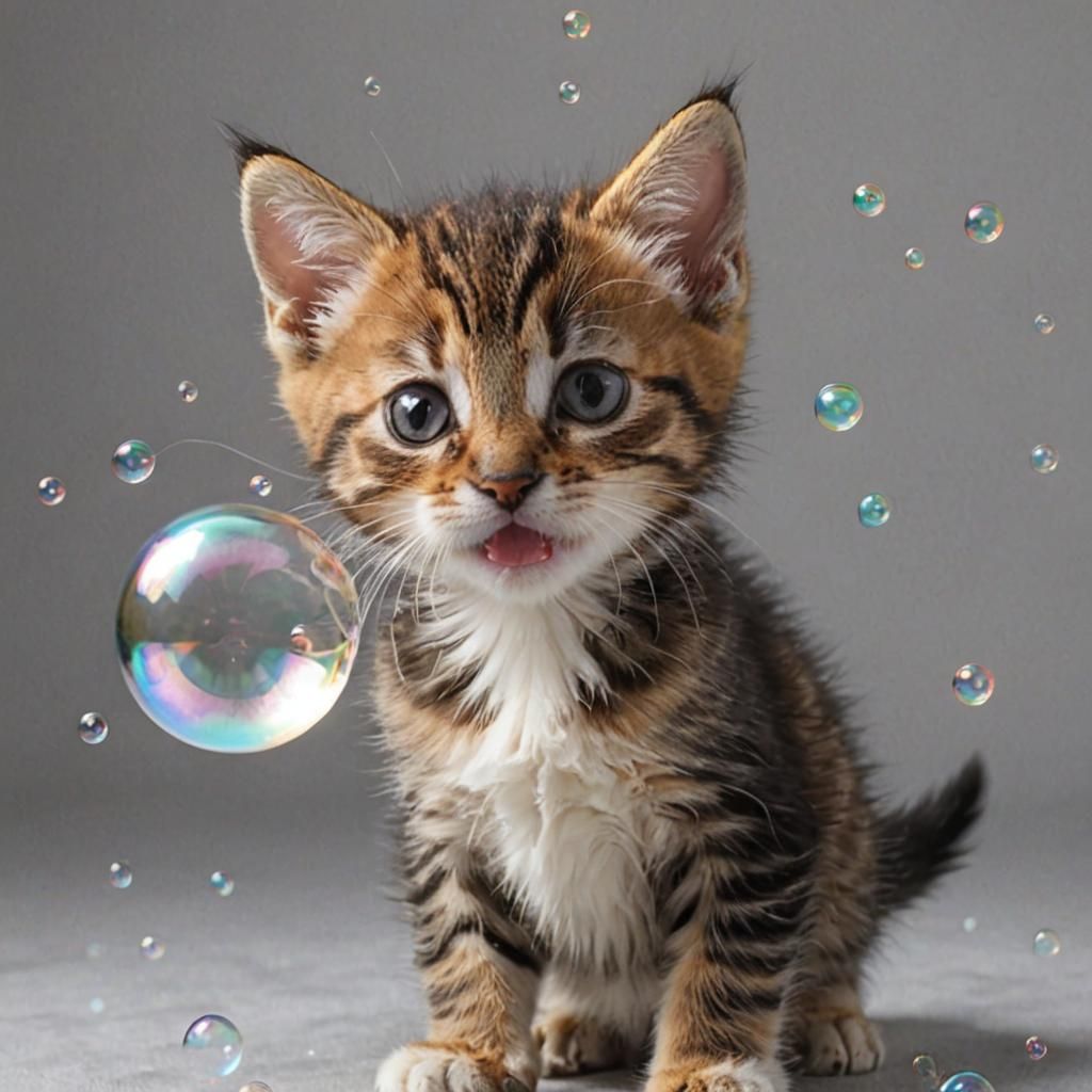 Kitten's Bubble Kiss: High-Speed Photography