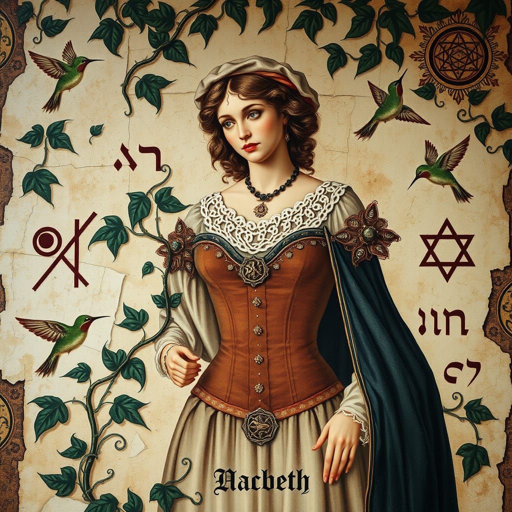 Medieval Lady in Weathered Fresco