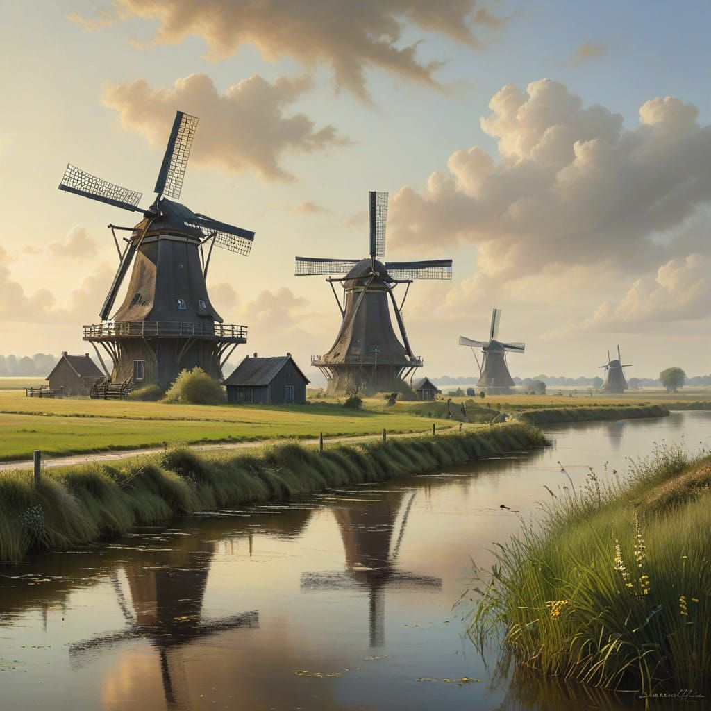 Peaceful Frisian Countryside in Warm Artistic Light