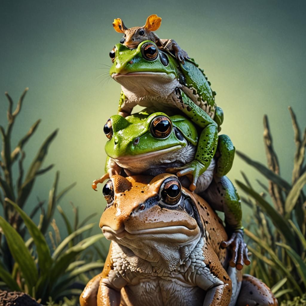 Frog, Rabbit, and Kangaroo: 3D CGI Image