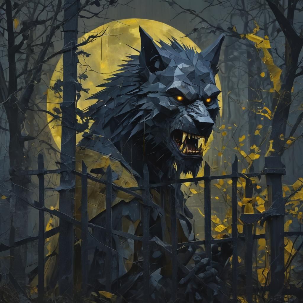 Gothic Werewolf Smolders Under Full Moon in Ominous Forest