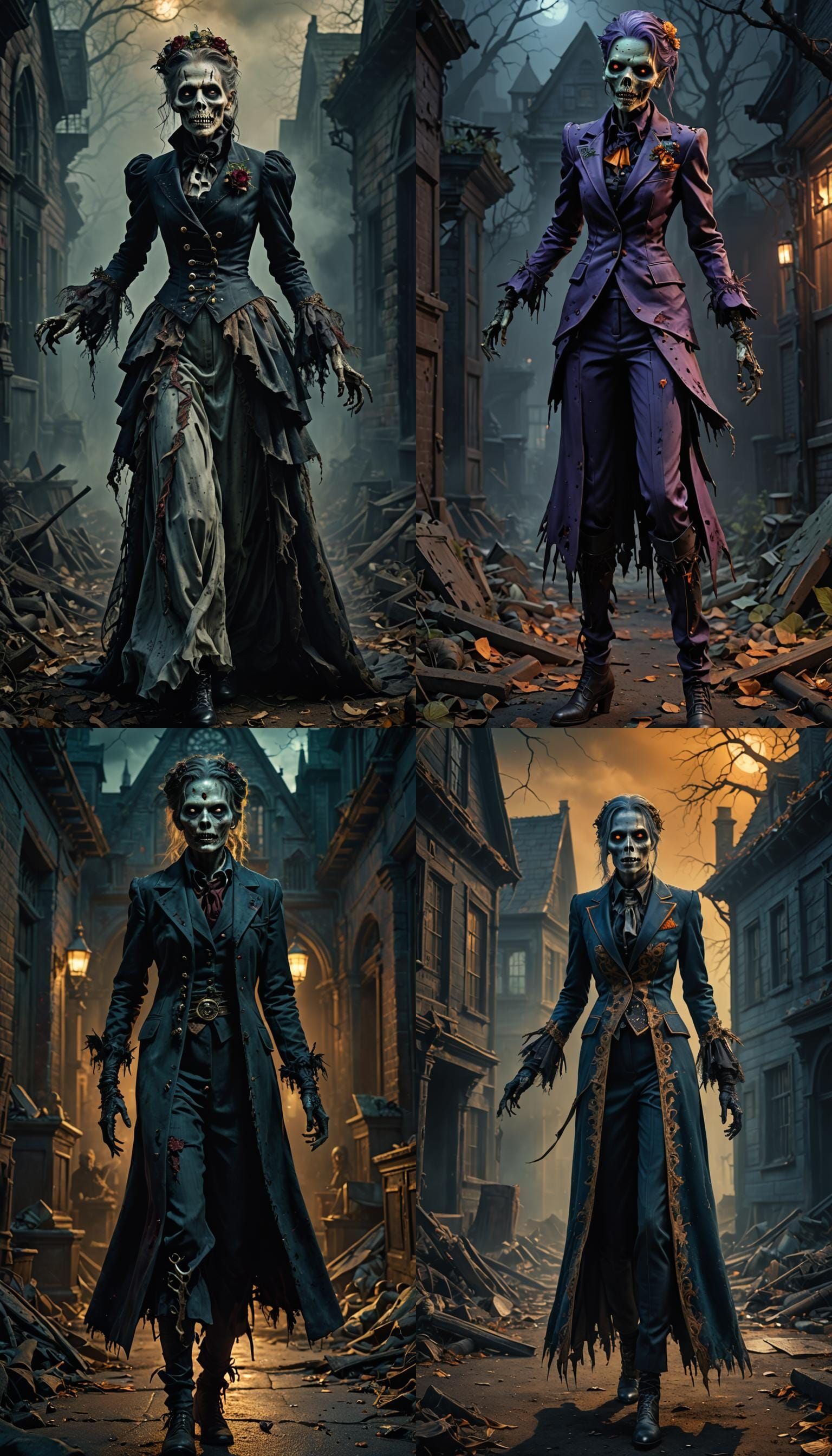 half rotten zombie dressed in an old suit