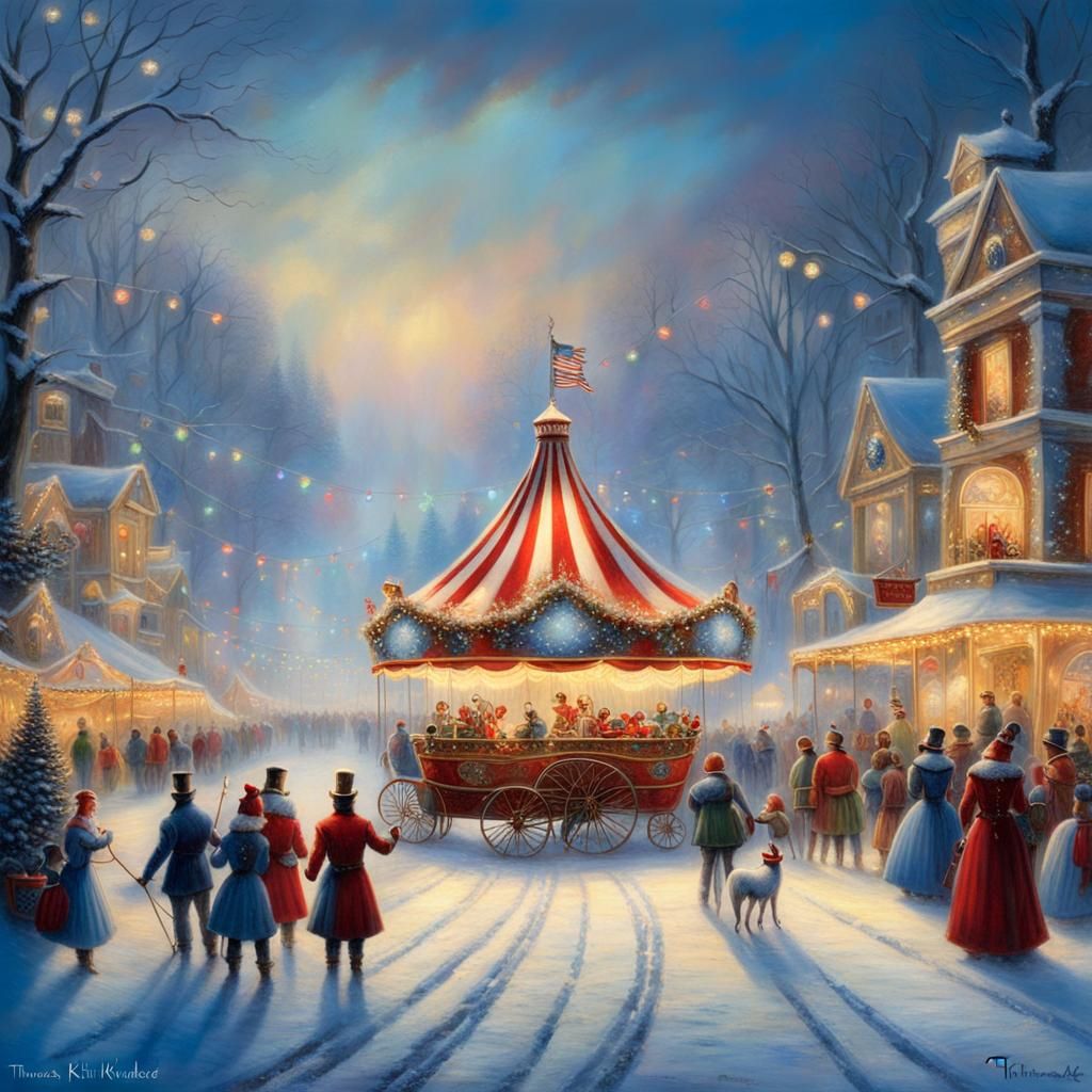 Winter Circus with Christmas Lights in Fantasy Style