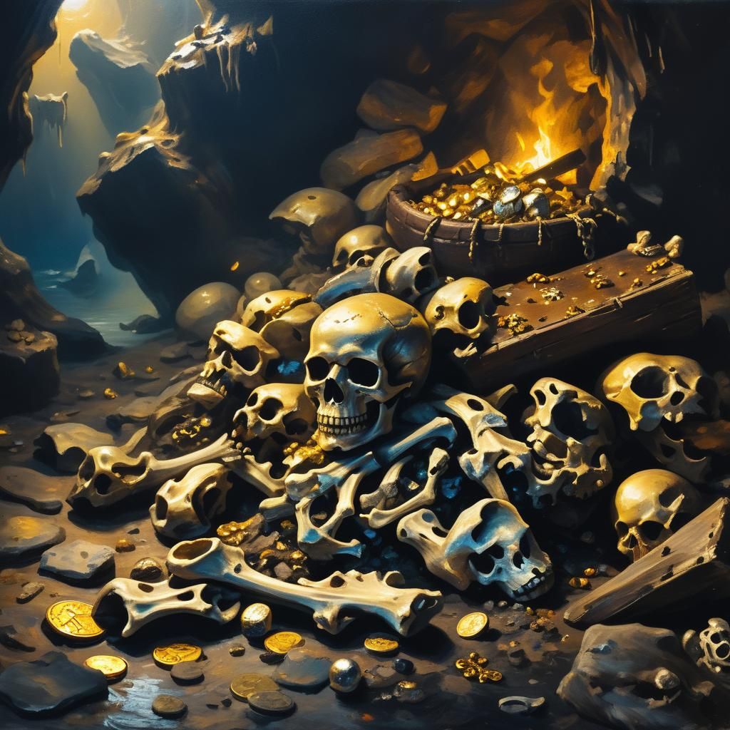 Pirate Treasure and Bones in Golden Age Style