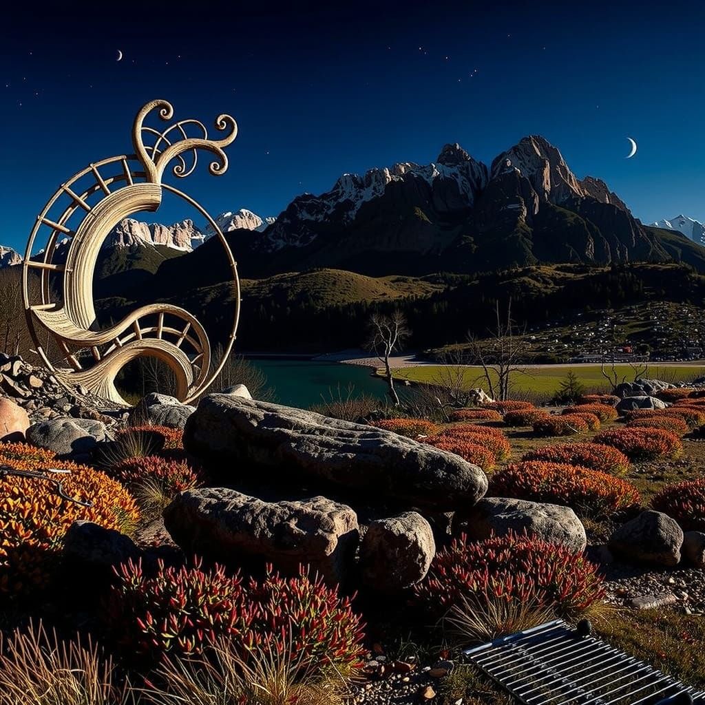 Abstract Geometric Curves and Spirals in Digital Art