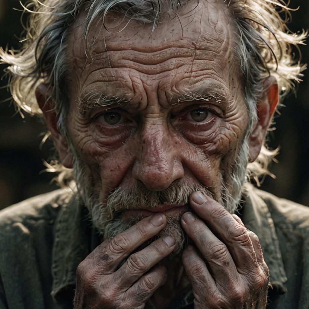 Weathered Old Man Portrait in Cinematic Realism