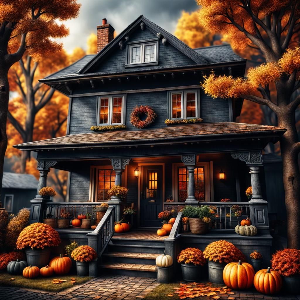 Cozy Autumn Home Interior in Hyperrealistic Style