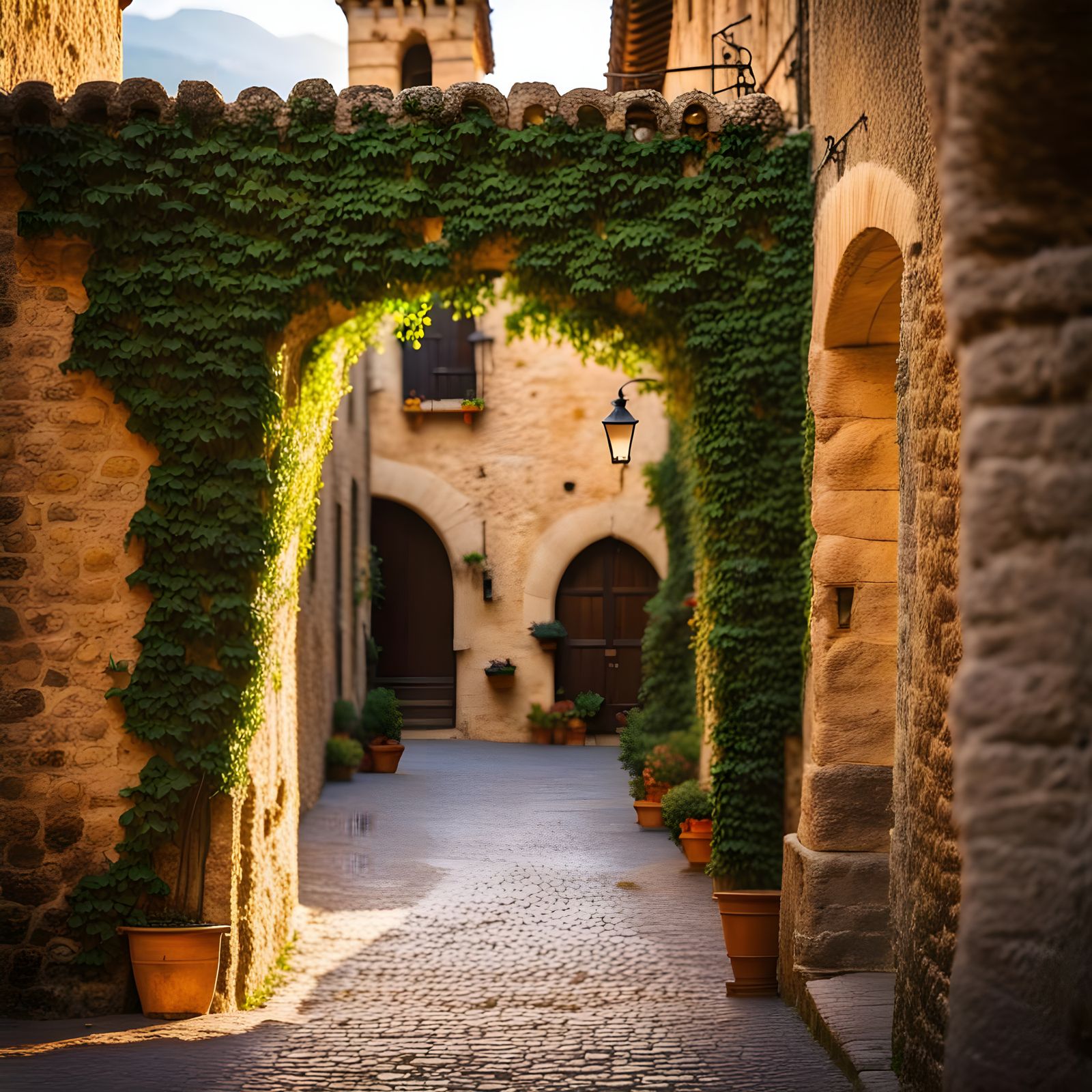 Enchanting Medieval Square in Catalonia, Spain