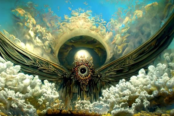 Winged Angel of Death Above Crowd