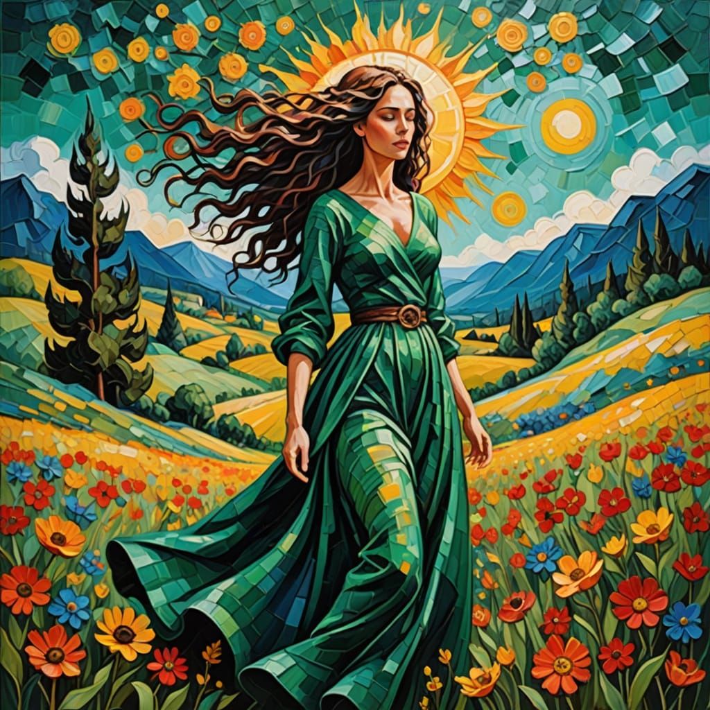 Majestic Earth Goddess in Emerald Green