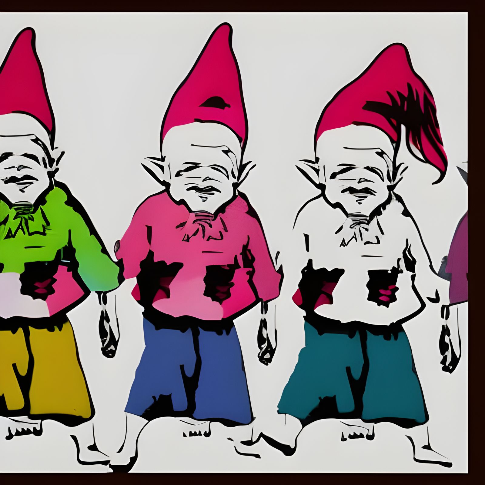 Kitsch Gnomes in Warhol Pop Art Style