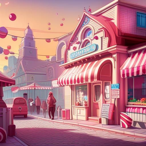 Hyperrealistic Candy City in Digital Illustration