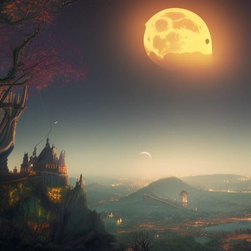 Sensual Moonlit Figure in Magical Setting