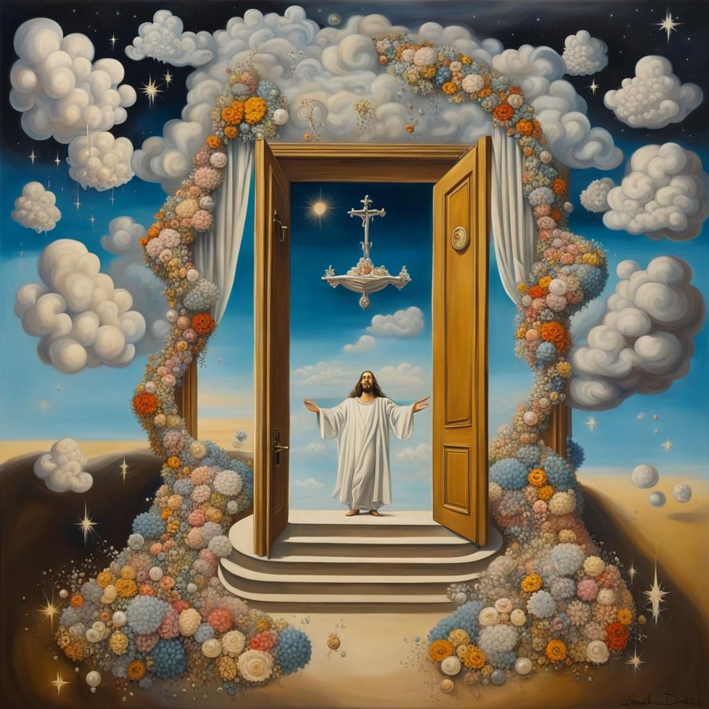 Surrealist Collage: Jesus Ascending to Heaven