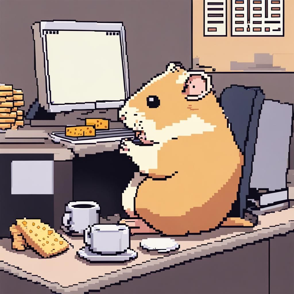 Hamster Hard at Work: 8-bit Pixel Art